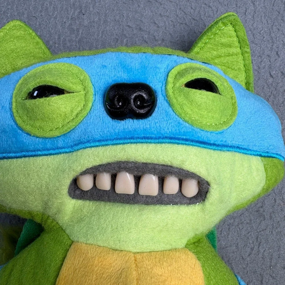Fuggler TMNT Leonardo Plush Green Blue Ninja Turtles Funny Ugly Monster 9 inch